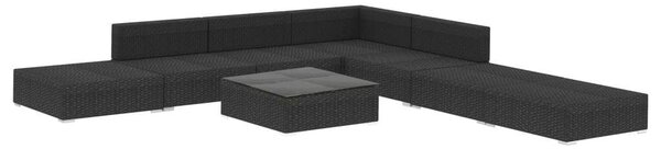 Polyrattan Kerti Bútorszett - 8 részes - Fekete