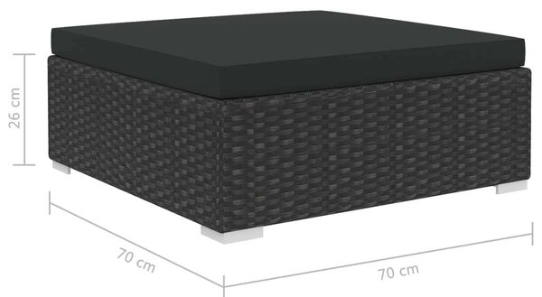 Polyrattan Kerti Bútorszett - 8 részes - Fekete