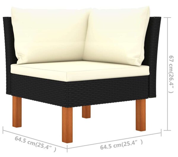 Polyrattan Kerti Ülőgarnitúra - 7 részes - Fekete