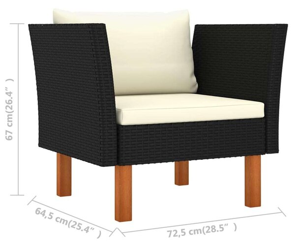 Polyrattan Kerti Ülőgarnitúra - 7 részes - Fekete