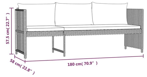 6-részes szürke polyrattan kerti bútorszett párnákkal