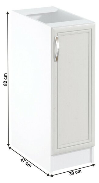 Alsószekrény D30, jobbos, fehér/sosna Andersen, SICILIA