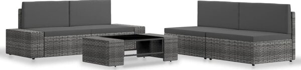 Polyrattan Kerti Ülőgarnitúra - 5 részes - Szürke