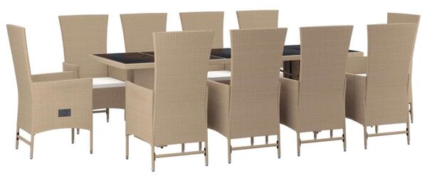 VidaXL Polyrattan Kerti Étkezőgarnitúra - 11 részes, Bézs