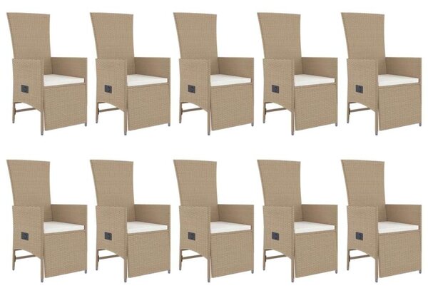 VidaXL Polyrattan Kerti Étkezőgarnitúra - 11 részes, Bézs