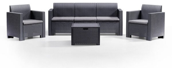 Nero Műrattan Kerti Bútor Garnitúra - 5 Személyes - Grafit