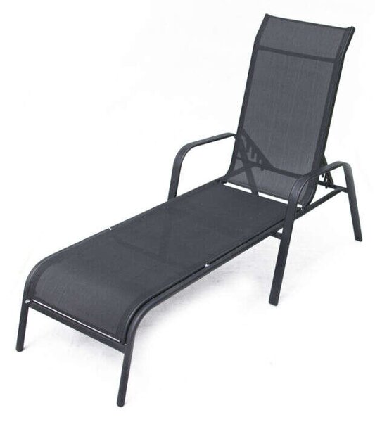 ROJAPLAST ZWC-52 fémből készült állítható kerti nyugágy, 194 cm - fekete ()