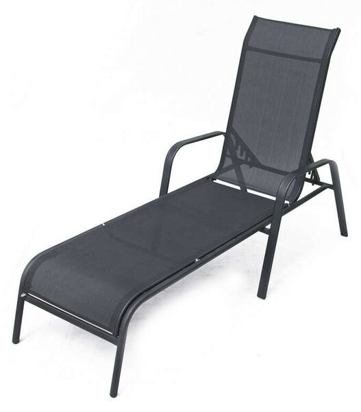 ROJAPLAST ZWC-52 fémből készült állítható kerti nyugágy, 194 cm - fekete ()