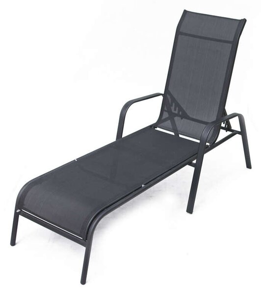 ROJAPLAST ZWC-52 fémből készült állítható kerti nyugágy, 194 cm - fekete ()