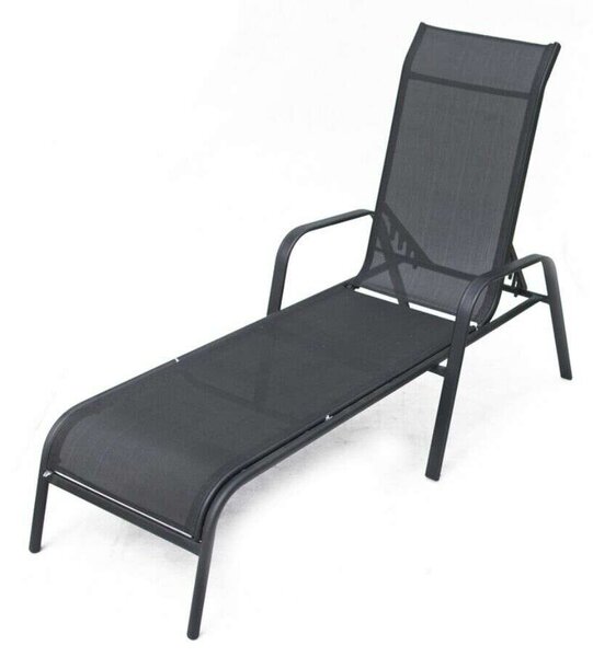 ROJAPLAST ZWC-52 fémből készült állítható kerti nyugágy, 194 cm - fekete ()