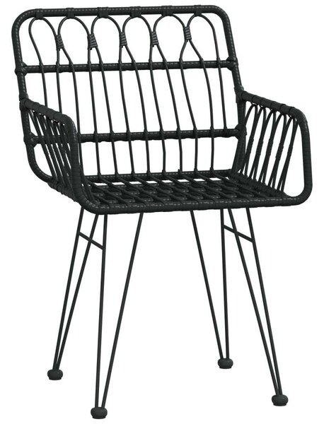 5 részes fekete polyrattan kerti étkezőgarnitúra