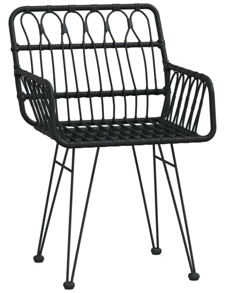 5 részes fekete polyrattan kerti étkezőgarnitúra