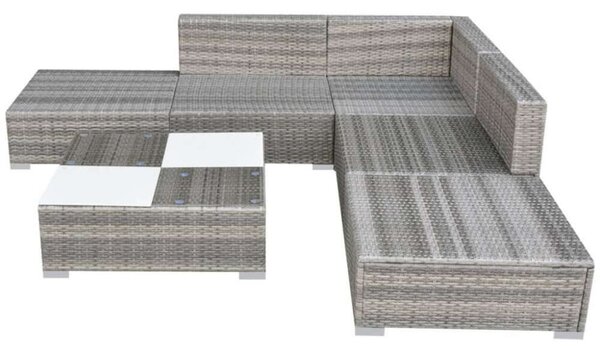 Polyrattan Kerti Ülőgarnitúra - Szürke - 6 részes