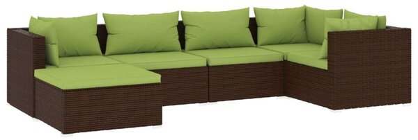 Polyrattan Kerti Ülőgarnitúra - Barna - 6 részes