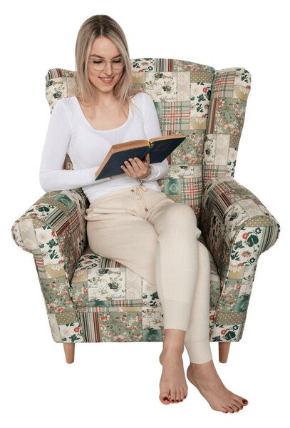 Füles fotel, szövet patchwork viorica 1, CHARLOT