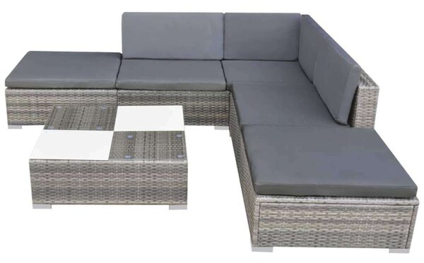 Polyrattan Kerti Ülőgarnitúra - Szürke - 6 részes