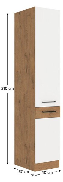 Magas szekrény, lancelot tölgy/ fehér extra magas fényű HG , VEGA 40 DK-210 2F