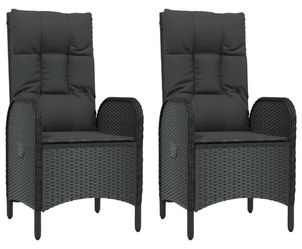 5 részes fekete polyrattan kerti étkezőgarnitúra párnákkal