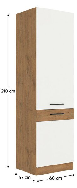 Magas szekrény, lancelot tölgy/ fehér extra magas fényű HG , VEGA 60 DK-210 2F