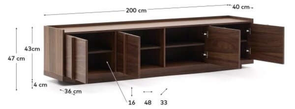 Diós TV állvány Kave Home Onix 200 x 40 cm
