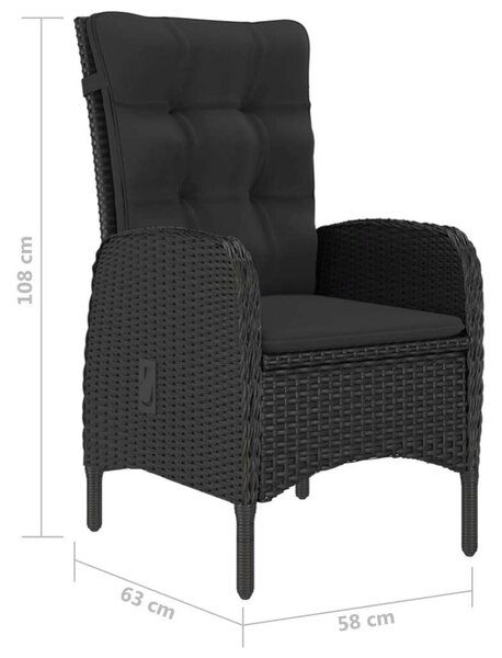 VidaXL 5 részes Kerti Étkezőgarnitúra - Fekete Polyrattan