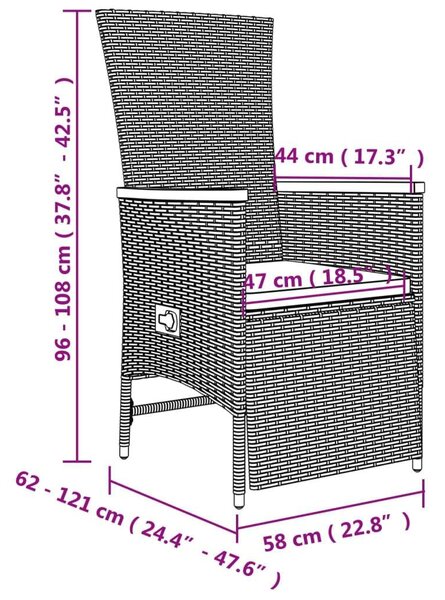 Polyrattan Kerti Étkezőgarnitúra - Szürke - 5 részes