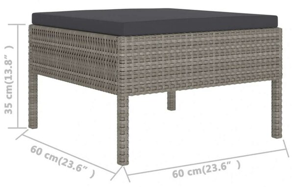 Polyrattan Kerti Bútorszett - Sarokkanapé és Lábtartó - Szürke