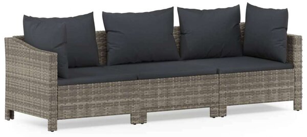 Polyrattan Kerti Ülőgarnitúra - 3 részes - Szürke