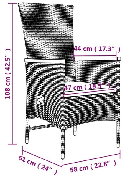 Polyrattan Kerti Étkezőgarnitúra - Szürke - 5 részes