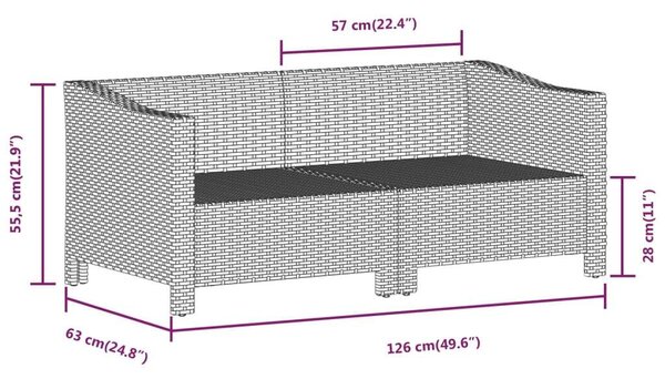 Polyrattan Kerti Ülőgarnitúra - 3 részes - Szürke