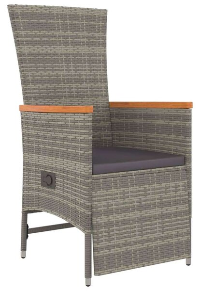 Polyrattan Kerti Étkezőgarnitúra - Szürke - 5 részes