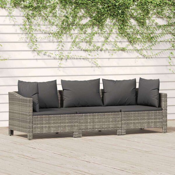 Polyrattan Kerti Ülőgarnitúra - 3 részes - Szürke