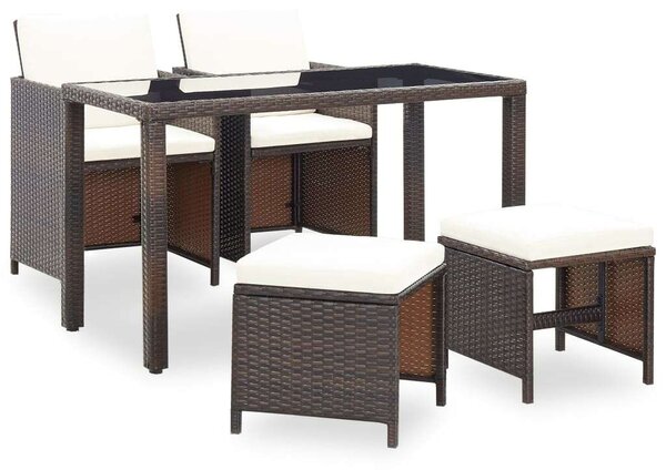 VidaXL Kültéri Polyrattan Étkezőgarnitúra - 5 részes - Barna