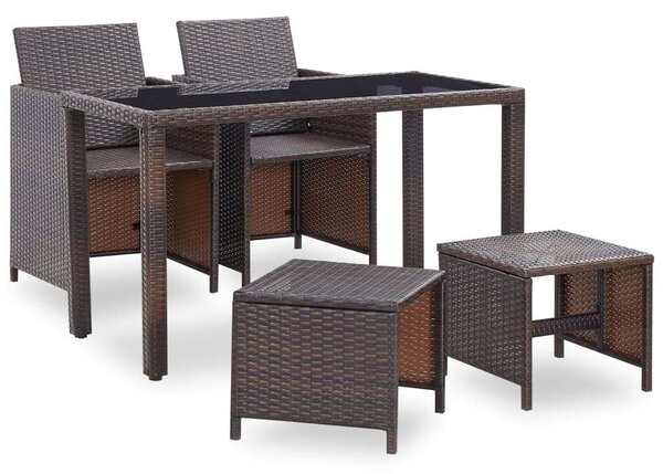 VidaXL Kültéri Polyrattan Étkezőgarnitúra - 5 részes - Barna