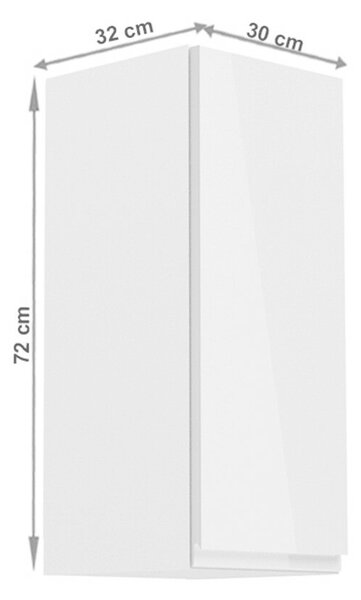 Felsőszekrény, fehér/fehér extra magasfényű, jobbos, AURORA G30