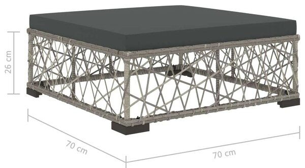 6-részes szürke polyrattan kerti bútorszett párnákkal