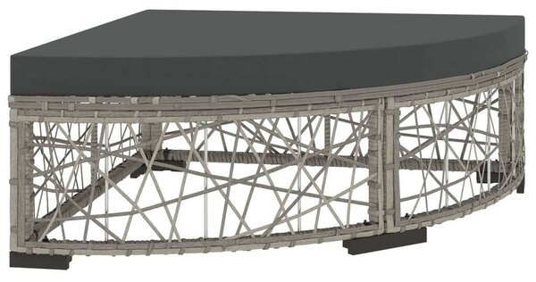 6-részes szürke polyrattan kerti bútorszett párnákkal