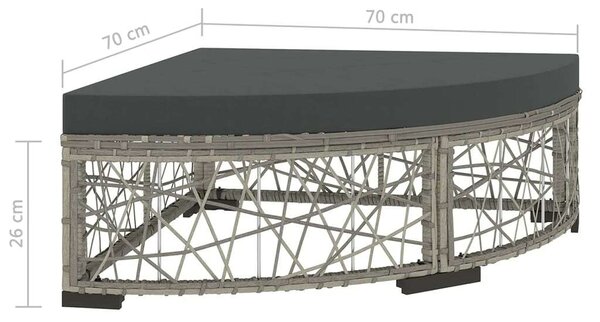 6-részes szürke polyrattan kerti bútorszett párnákkal