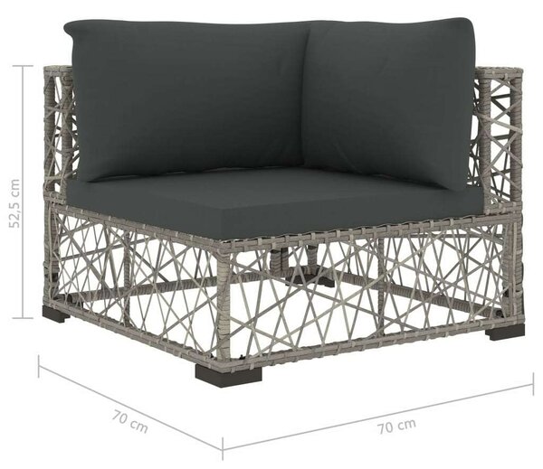 6-részes szürke polyrattan kerti bútorszett párnákkal