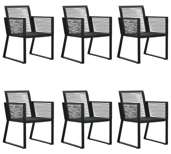 Rattan Kerti Étkezőgarnitúra - 7 részes - Fekete