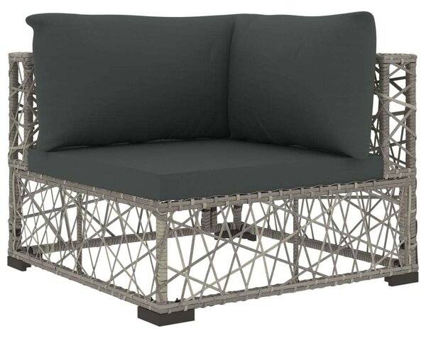 6-részes szürke polyrattan kerti bútorszett párnákkal