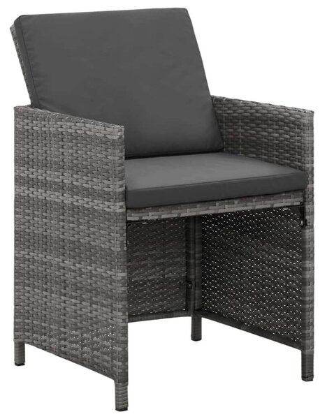 Polyrattan Kerti Étkezőgarnitúra - 5 részes - Szürke