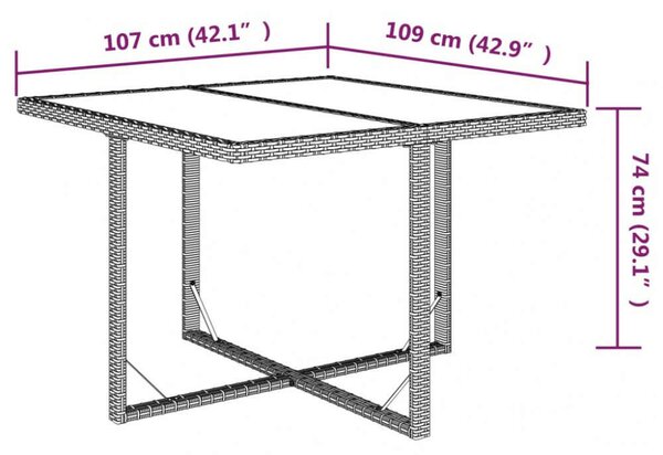 Polyrattan Kerti Étkezőgarnitúra - 5 részes - Szürke