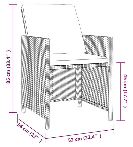 Polyrattan Kerti Étkezőgarnitúra - 5 részes - Szürke