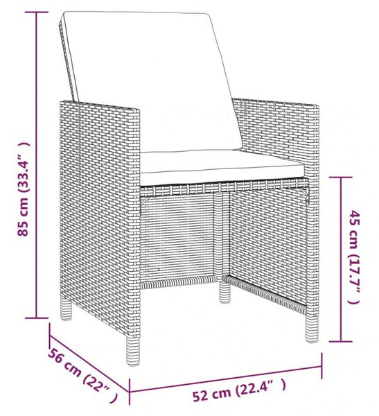 Polyrattan Kerti Étkezőgarnitúra - 5 részes - Szürke