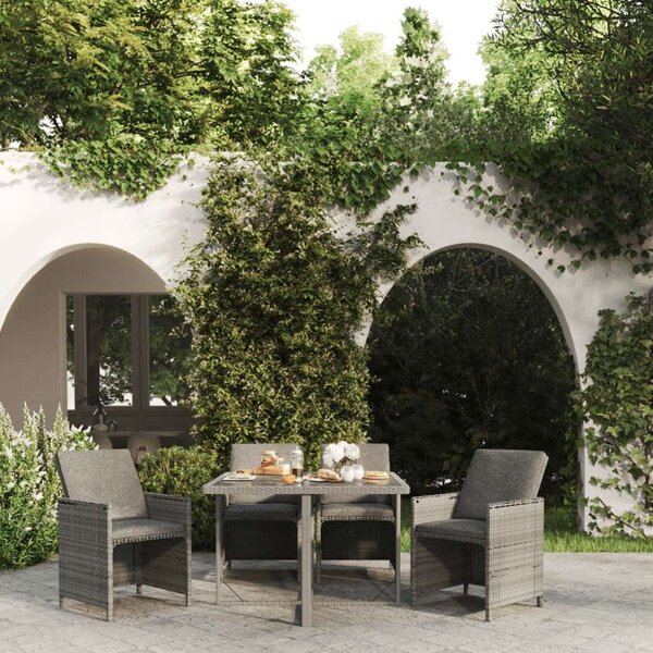 Polyrattan Kerti Étkezőgarnitúra - 5 részes - Szürke