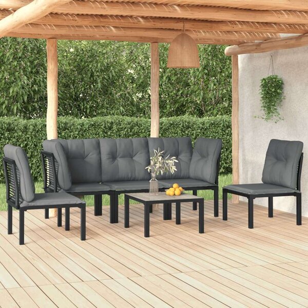 6 részes Polyrattan Kerti Ülőgarnitúra - Fekete-Szürke