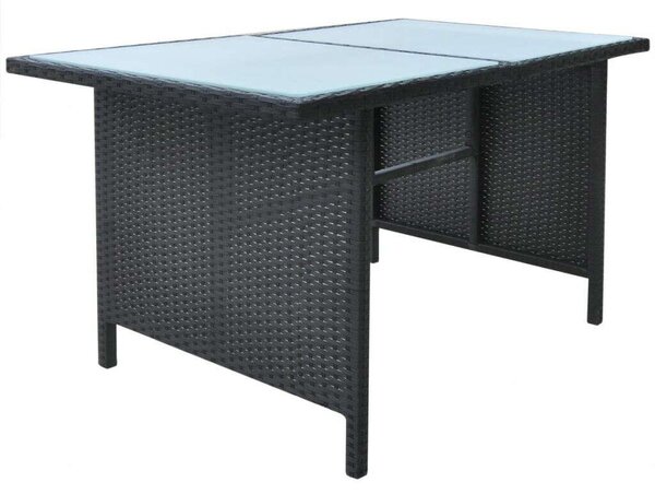 Polyrattan Kültéri Étkezőgarnitúra - 6 részes - Fekete