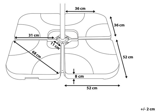Napernyő nehezék CARIA Fekete Négyzet 9 kg