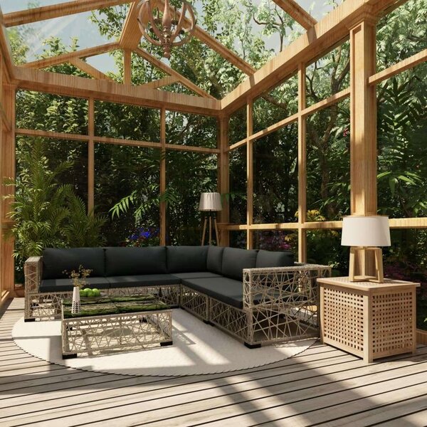 Polyrattan Kerti Bútorszett - 6 részes - Szürke